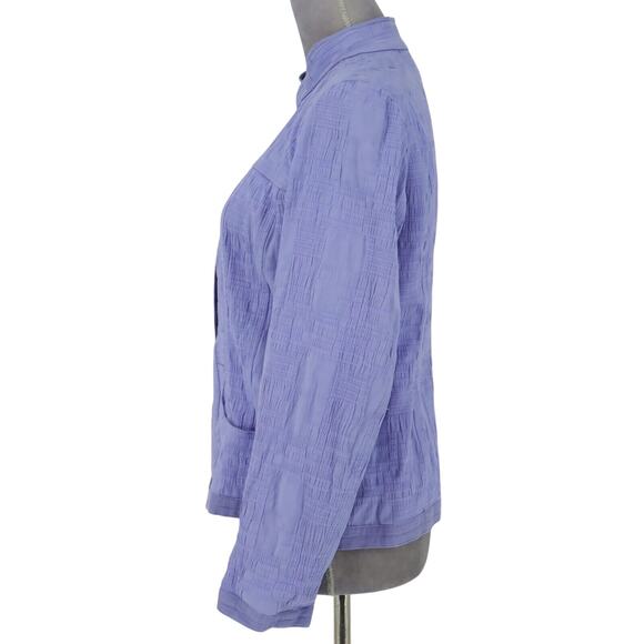 Chicos Jacket 0 Womens 4 Small Lavender Open Front Stretch Cotton Pockets Career - Picture 6 of 13